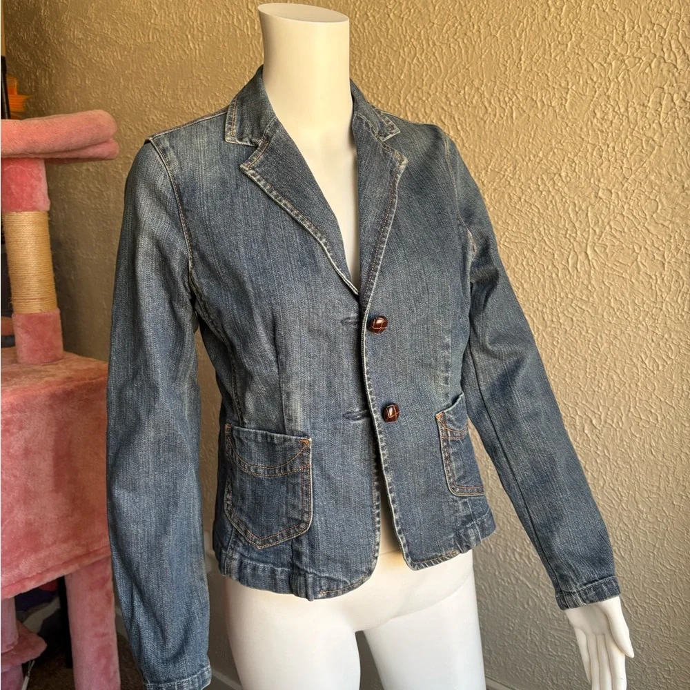 Gap blue denim blazer Size 4 - Picture 1 of 8